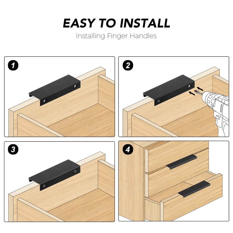 Ravinte 20 Pack Finger Pulls for Cabinets 150mm/5.9" Length Black