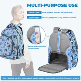 SECLATO Diaper Bag Backpack Set Multifunction Travel Back Pack Maternity Bag Baby Changing Pad Bag Travel Diaper Backpack For Mom Parent Bag For Boys Girls, Set of 2pc - Sky Blue