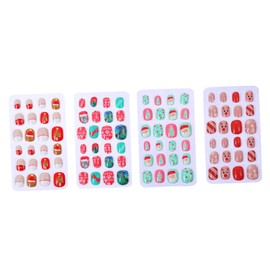 FRCOLOR 4 Boxes 96pcs Removable Christmas Fake Nails Christmas Nail Tips Full Cover for Women Style
