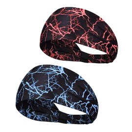 JEXOWIQ Sports Headband Men and Women, 2 Pieces, Headband Men's Sports, Hair Band Women - Wide Sweatband for Hiking, Cycling, Fitness, Jogging, Cycling, Crossfit and Yoga, Sweat-Wicking