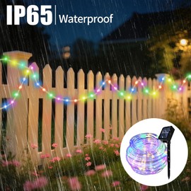 AurNyvaMay (Multicolor Fairy Light Solar Outdoor 33Ft 100 LED Rope Lights for Outside 8 Modes Solar Rope Lights Outdoor Waterproof for Patio Fence Party Garden Yard Home Holiday Tree Decoration.