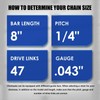 4 Pack 8 Inch Chainsaw Chains Replacement 1/4" Pitch 47