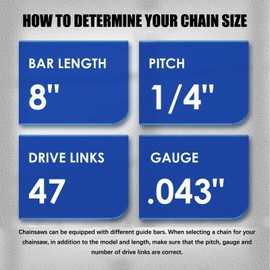 4 Pack 8 Inch Chainsaw Chains Replacement 1/4" Pitch 47 Drive Links .043" Gauge for Mini Cordless Electric Chain Saw