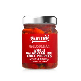 Sanniti Red Passion Calabrian Whole Hot Chili Peppers, 9.8 oz | Product of Italy