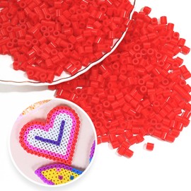 HIXNUG 500pcs Fuse Beads 5mm Iron Beads Non Toxic Magic Beads Set Decoration Toys Set Christmas Birthday Gifts for Girls & Boys (red)