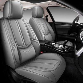 Isen-CoverAuto Full Coverage Faux Leather Car Seat Covers Universal Fit for Cars,Trucks,Sedans and SUVs with Waterproof Leatherette in Automotive Accessories (Grey, Front Pair)