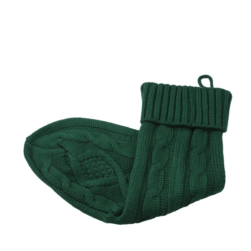 aoozleny Cable Knit Christmas Hanging Stockings Solid Color,2 PCS (Green)