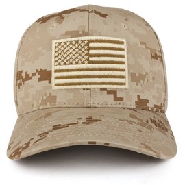 American Flag Embroidered Camo Tactical Operator Structured Cotton Cap - DES