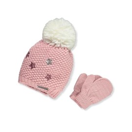 Nicole Miller Baby Girls' 2-Piece Hat With Mittens Set - pink, 6-12 months