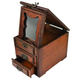 ORFOFE Wooden Jewelry Dressing Box Vintage Jewelry Organizer Storage Boxes Lids Trinket Decorative Storage