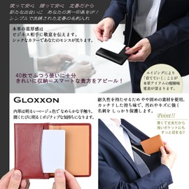 GLOXXON Business Card Holder, Men's, Women's, Genuine Leather, Two-Tone, Large Capacity, Card Case, Camel