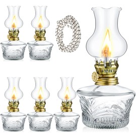Yexiya 12 Set Vintage Glass Kerosene Lamp Rustic Oil Lamp Lantern Chamber Oil Lamps Clear Kerosene Lamp Hurricane Lamp with 6.6 ft Extra Wick for Indoor Use Lighting Decor Emergency (Retro Style)