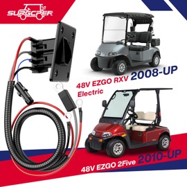 SUPGCPER EZGO Charger Receptacle, Golf Cart 48V Charger Port for EZGO RXV 2008-UP Electric, EZGO 2Five 2010-UP Delta-Q, EZGO RXV Charger Socket with Wires Replace OEM# 602529 613304