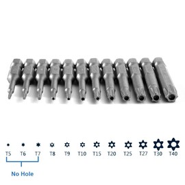 Bestgle 12pcs T5-T40 Torx Head Screwdriver Bit Set 1/4 Inch Hex Shank Security Tamper Proof Magnetic Torx Bit Screw Driver Kit Tool, 50mm