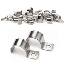 NEERIX Premium Stainless Steel Cable Clamps Set, High Performance Single Hole Cable Clamps Metal, V2A Single Hole U Pipe Clamps for Cable Flush-Mounted Water Pipes Installation (16 mm, 25 Pieces)