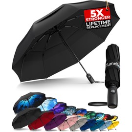 Tumella Umbrella Withstands 112 km/h Windstorms & Protects Against UV Rays: TUMELLA Folding Umbrella, Opens and Closes with One Hand, Blocks 98% UV, Lightweight, Anti-Rust Fiber Frame, Super Windproof