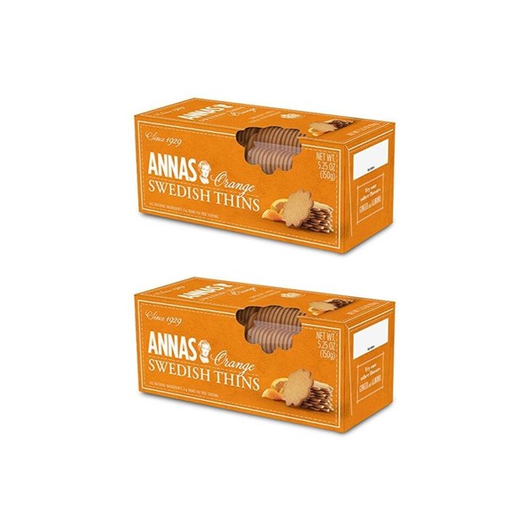 Anna's Orange Thins Swedish Cookies 5.25 Oz (Pack of 2)