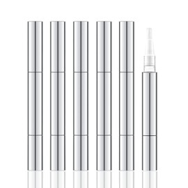 3ml Empty Nail Oil Pen with Brush, Twist Pen for Tooth Whitening, Gel Lip Gloss Container, Eyelash Growth Liquid Tube(Silver, 6PCS)