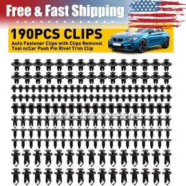 190x Car Clips for Hole Plastic Rivets Retainer Fender Push Pin Fastener Bumper