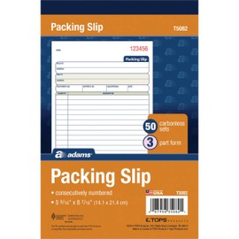 Adams Packing Slip Book, 3-Part, Carbonless, 5-9/16 x 7-5/16 Inches, 50 Sets per Pad (T5082) White/Canary/Pink