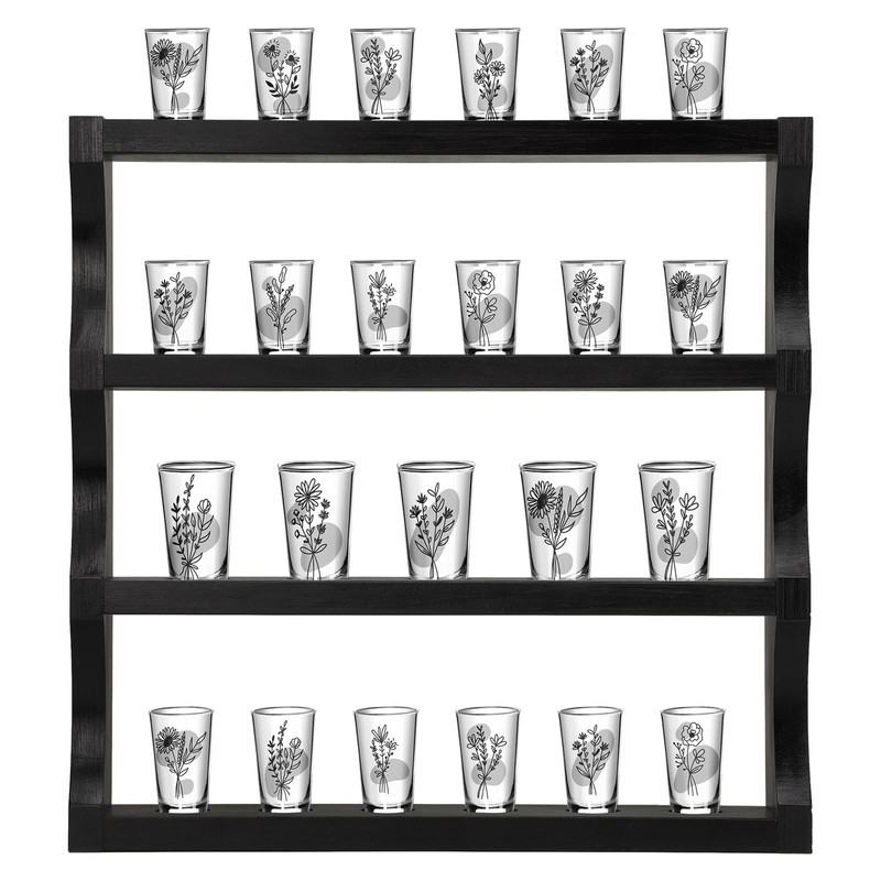 DoubleFill Wood Shot Glass Display Case Shot Glasses Holder Wall