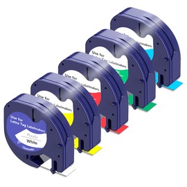 5 x BEYONDTEK Compatible with Dymo Letratag Label Tape 12 mm x 4 m 91221/91222 / 91223/91224 / 91225 Replacement for Dymo Letratag Label Maker XR LT-100H LT-100T LT-200B XM QX50 20 00