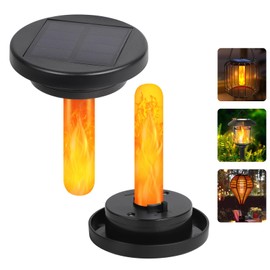 Flickering Flame Solar Replacement Tops: 3 inch Replacement Solar Light Parts for Lantern - Waterproof Replacement Panel Lid Cap with for Old Lantern Torch Light Firebowl Jars