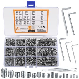 540 Pcs Grub Screw Assortment Set, Hex Socket Head Set Screws, Stainless Steel Threaded Fasteners for Door Handles, Lights, M2/M3/M4/M5/M6/M8 (540)