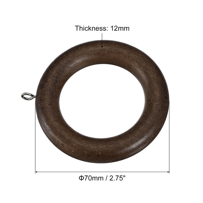 sourcing map 6Pcs Wooden Curtain Drapery Rings, 2.75 Inch Curtain