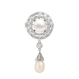 EMEGCY - Broche cuadrado para mujer, diseño de perlas redondas, ágata roja, chapado en oro, regalo para esposa, mamá y niñas, Cobre, Base