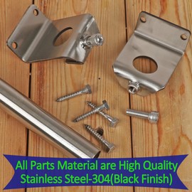 Mayset 2 Pack 6.5 FT Stainless Steel String Lights Pole Bracket/Holder for Deck Railing Wood Posts, Black