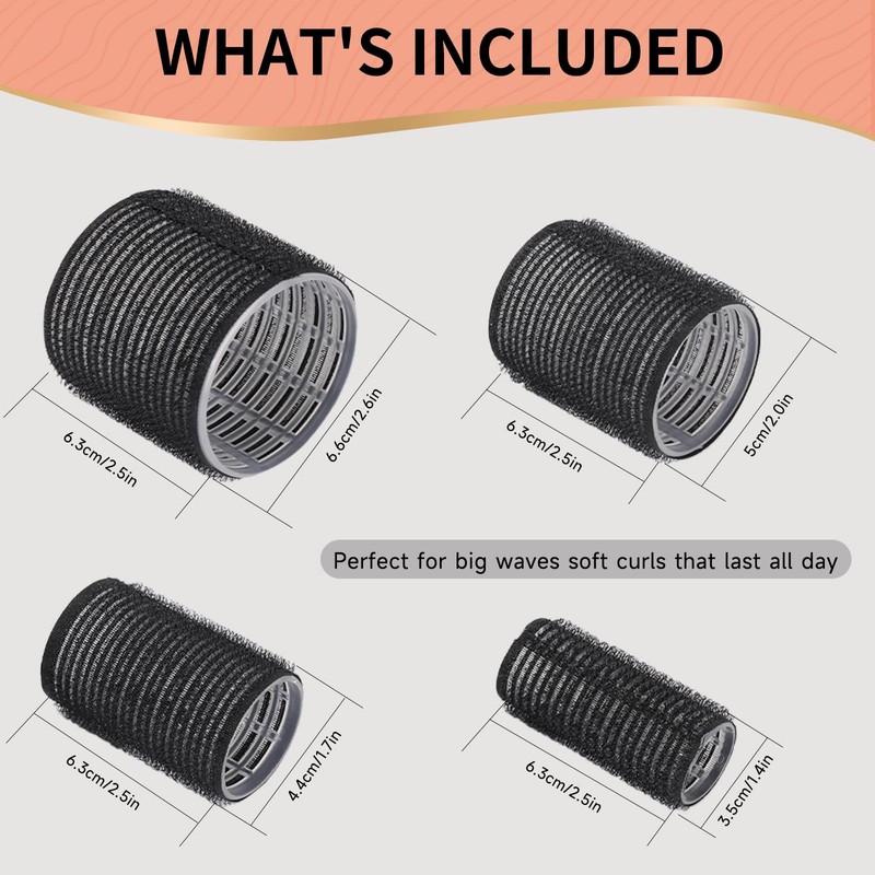 Velcro Rollers for hair,Hair Curlers 50 Pcs Set (6 Jumbo