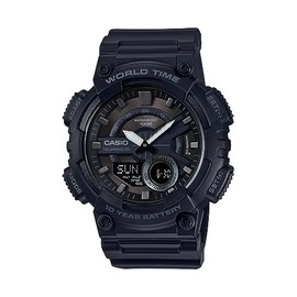 Casio Men's AEQ-110W-1BVCF Classic Analog-Digital Display Quartz Black Watch