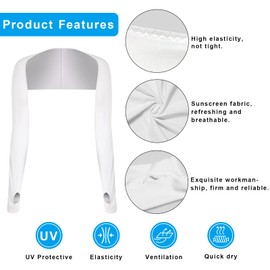 CGLRybO Sun Protection Cooling Scarf Arm Sleeves for Men Women UV Resistant Sports Sleeves Suitable for Cycling Golf Fish, White