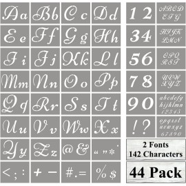 Does Not Apply Letter Stencils for Painting on Wood - 44 Pack Alphabet Stencil Cursive Style