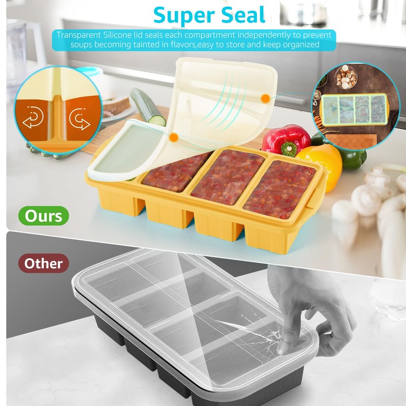 Ztomine Silicone Freezer Tray With Lid - Silicone Freezer Food