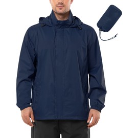 Outdoor Ventures Men's Rain Jacket Waterproof Lightweight Packable Rain Shell Raincoat with Hood for Golf Hiking Travel
