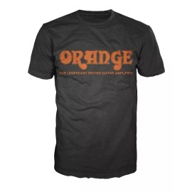 Orange Amplifiers Black Retro Logo Fitted 100% Cotton T-Shirt, Ladies Large
