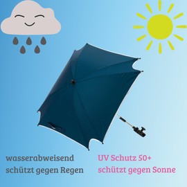 Fillikid Parasol XL – Universal Parasol – Sun Protection Umbrella for Prams, Buggies – UV Protection 50+/85 cm Diameter – Universal Holder for Round and Oval Tubes