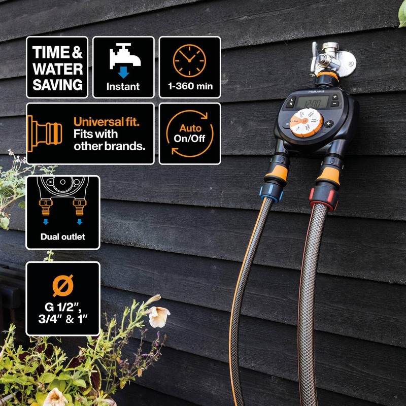 Fiskars Timer with 2 Outputs, For All Standard Tap Sizes,