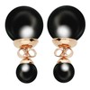 Mya Style Women's Earrings Rose Gold Plated Double Pearl Stud