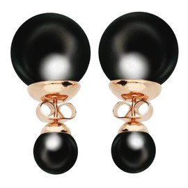 Mya Style Women's Earrings Rose Gold Plated Double Pearl Stud Earrings Front Back Bead Rose Black Myarg Ear 33