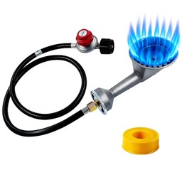 MCAMPAS High Pressure Cast Iron Propane Burner Head with 20 PSI Adjustable Regulator & 4FT Hose, Heavy Duty Replacement for Turkey Fryer Burners, Outdoor Cooking, Camping