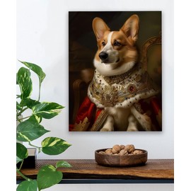 Sir Waddlesworth Corgi Portrait 28x36 Canvas Poster-Vintage Aristocratic Victorian in a Royal Knight's Renaissance Painting-Decor for Dog Lovers, Ideal for Kid's Rooms, Playrooms & Pet-Friendly Places