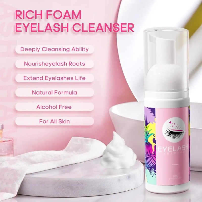 Kit Shampoo Espuma Para Pestañas Y Brocha Para Extensiones
