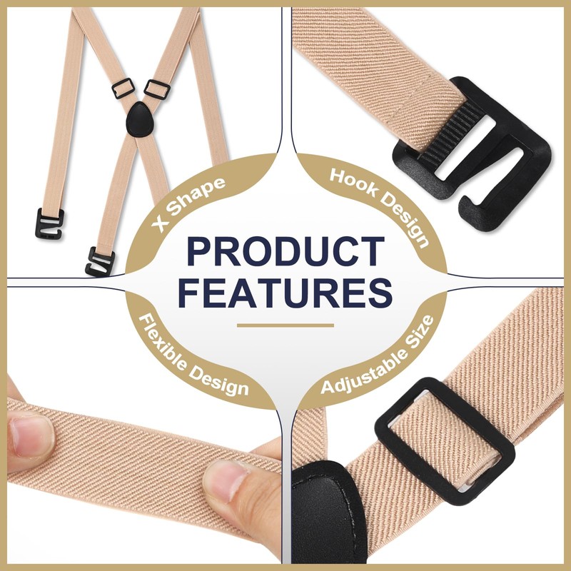 Xtinmee 4 Pcs Hidden Suspenders for Men Hidden Suspenders Adjustable