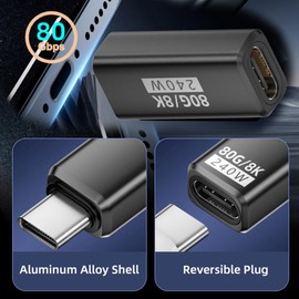 chenyang USB C Coupler,USB 5.0 Type C Female to Female Adapter Support 80Gbps Data Transfer PD 240W Fast Charging 16K/8K/5K Video Output