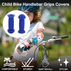TUCKBOLD Child Bike Handlebar Grips Covers 100mm Long Soft | Children Bicycle End Grips Protector Blue 1 Pair