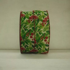 Unbranded Christmas Ribbon Berries with Leaves 2 1/2" Wired 5 Yards #94024120