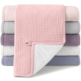 Bearmoss Molleton Cloths Baby 100% Cotton Soft Burp Cloths Baby, Absorbent Muslin Cloths, Pack of 6, 50 x 25 cm for Boys Girls (Spring)